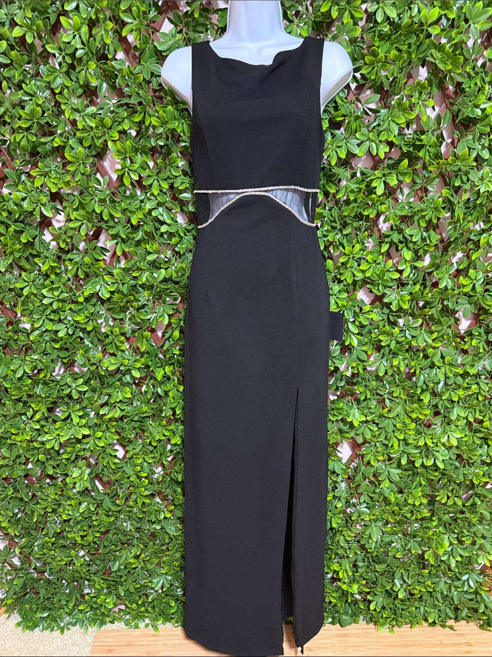 NWT- Lulu's Black Sleeveless Maxi Dress with Rhinestone Waist